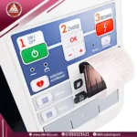 Front view of Axion Resurrection defibrillator control panel and printer, 7-inch TFT screen, durable white body