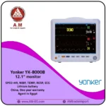 Yonker YK-8000B patient monitor with a 12.1-inch TFT screen, portable white design, providing accurate monitoring and clear display of five vital signs.