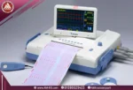 جهاز CTG بيستوس كوري لمراقبة نبض الجنين وحركته، شاشة LCD متحركة، بروب توأم، طابعة مدمجة، تصميم أبيض اللون، صورة حقيقية.
