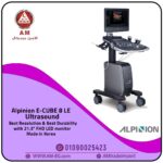 سونار Alpinion E-CUBE 8 LE كوري الصنع باللونين الأسود والرمادي، مزود بتقنية Color Doppler، شاشة LED FHD مقاس 21.5 بوصة، وأربع عجلات لسهولة الحركة، مع أربعة منافذ نشطة للمجسات.