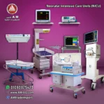 تصميم تجهيز غرفة NICU بأجهزة حضانة أطفال، فوتوثيرابي، سرير تدفئة، شاشات مراقبة، مضخة محاليل وجهاز تنفس صناعي